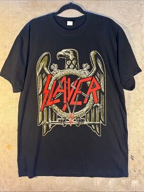 Slayer Logo Short-Sleeve Graphic Tee - Black with Red & Olive Emblem